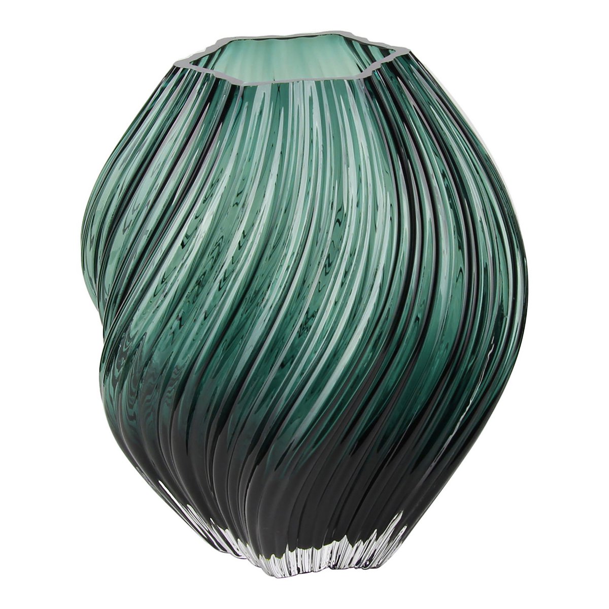 Vase, mundgeblasenes Glas, dunkelgrün, ø19x23 cm