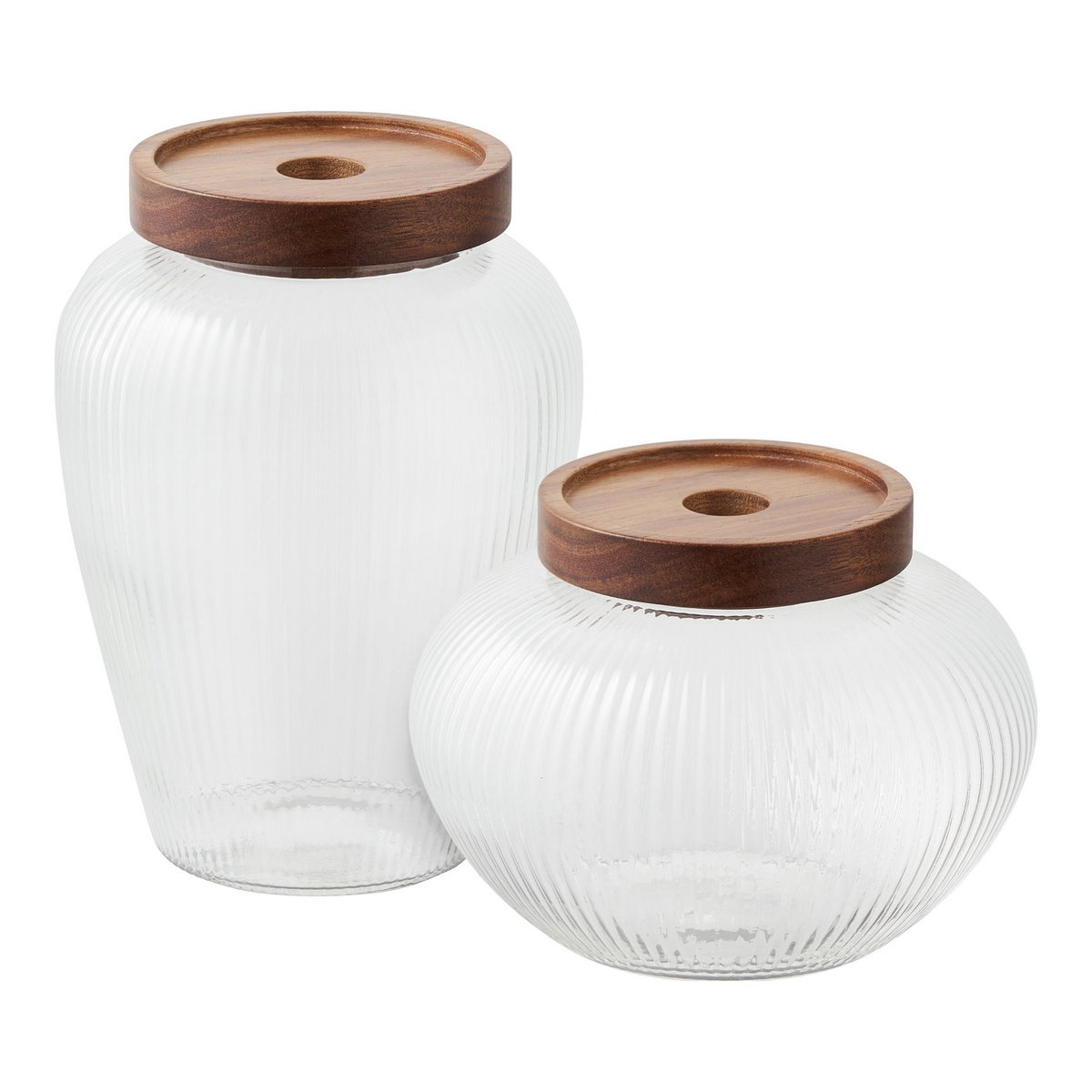 Maya Vorratsdose aus Glas, Glas/Akazie, 2er-Set