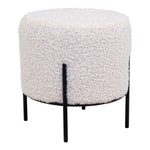 Alford Pouf - Künstliches Lammfell, Weiß - Ø35,5x37 cm