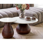 Heide Couchtisch, Mangoholz/Marmor, dunkelbraun/weiß, ø70x35 cm