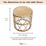 Runder Rattan-Beistelltisch – Kleiner Boho-Couchtisch – Nachttisch Rattan Beige – Handgefertigter Tisch aus natürlichem Rattan (Ø 45 cm) MUARA