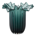 Vase, mundgeblasenes Glas, dunkelgrün, 25x30 cm
