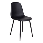 Stockholm Esszimmerstuhl – Schwarz, PU-Leder, schwarze Metallbeine – 2er-Set