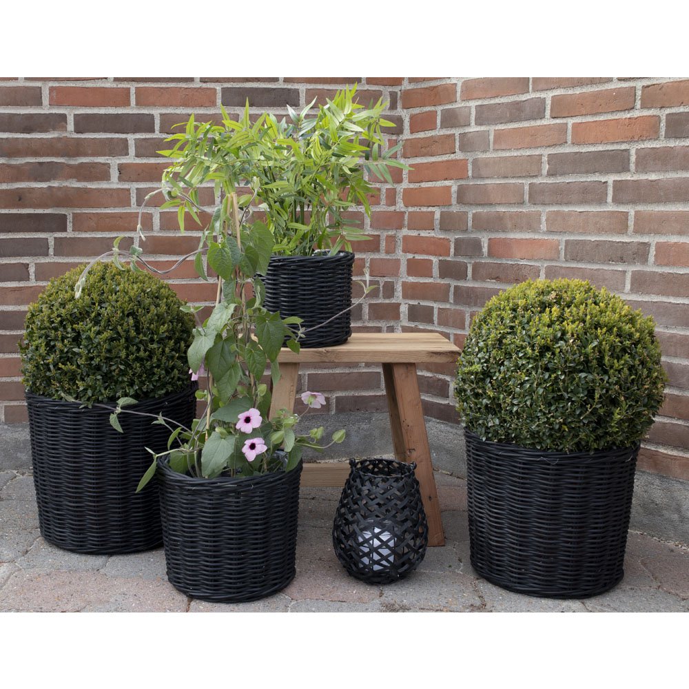 Bogor-Körbe – Schwarz, Kubu-Rattan/Kunststoff – 4er-Set