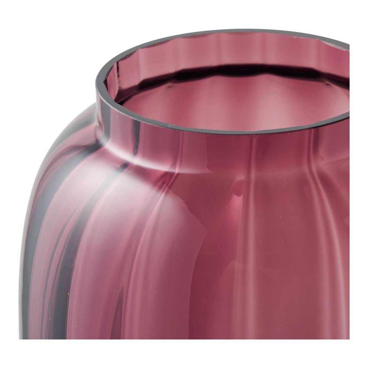 Vase, mundgeblasenes Glas, rauchrot, ø17x21 cm