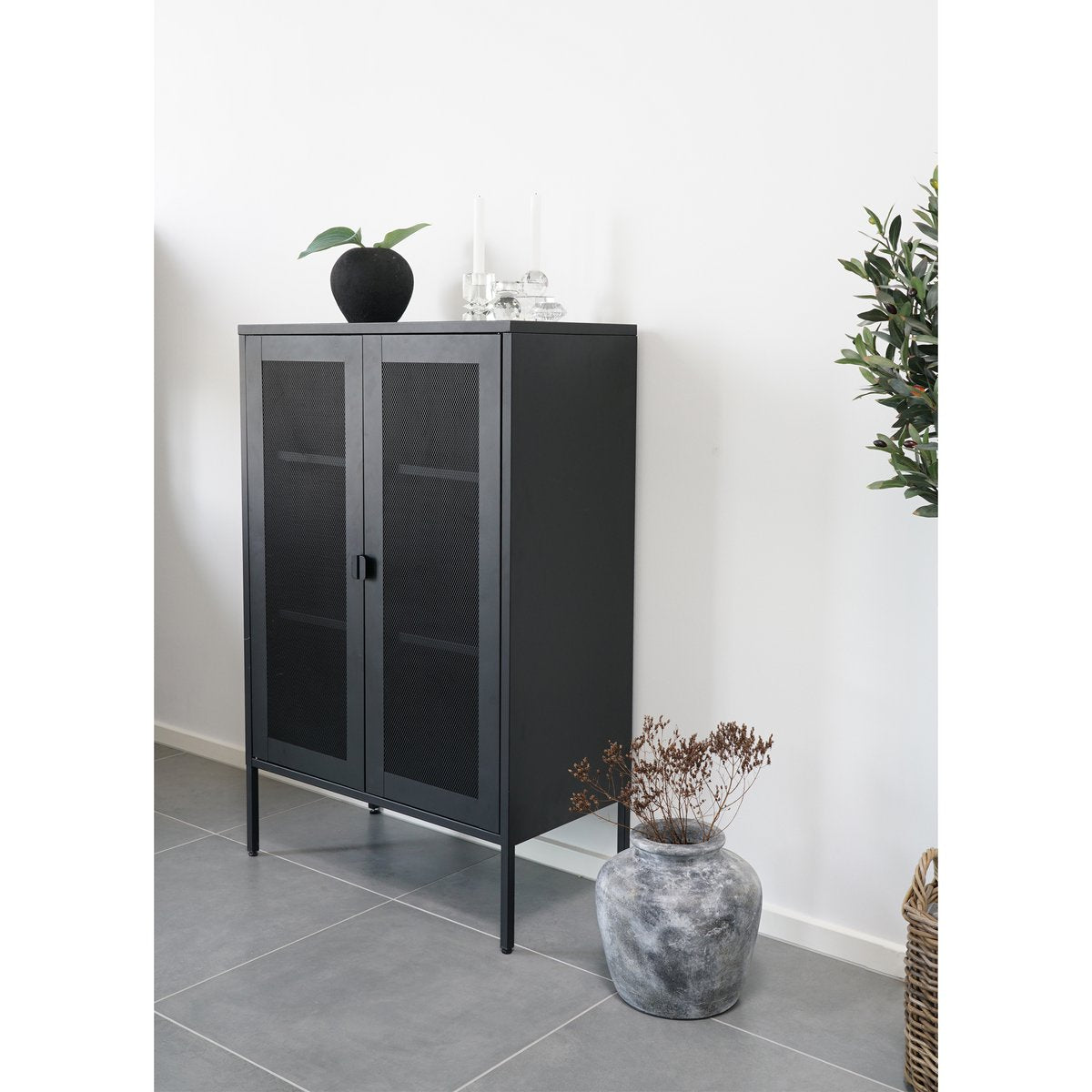 Melbourne Vitrine – Stahl, Schwarz – 80 x 40 x 120 cm