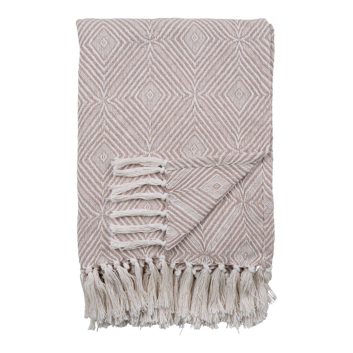 Cort Plaid – Elfenbein/Beige, 100 % recycelte Baumwolle, 130 x 160 cm