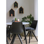 Bergen Esszimmerstuhl – PU-Leder, geformter Kunststoff, Gummibaumholz, Schwarz – 2er-Set