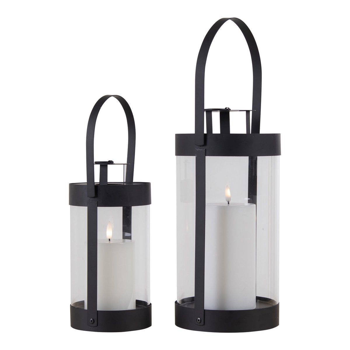 Bondi-Laternen – Schwarz, Stahl/Glas – 2er-Set