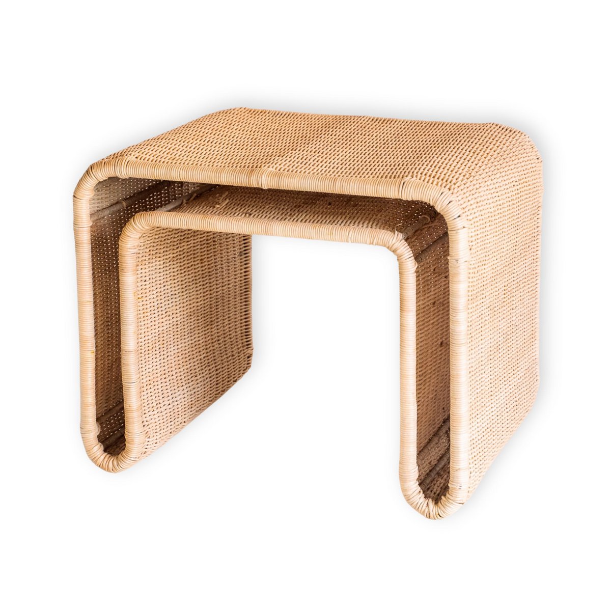 Rattan-Beistelltisch mit stabilem Metallgestell – handgefertigter Couchtisch BAYU