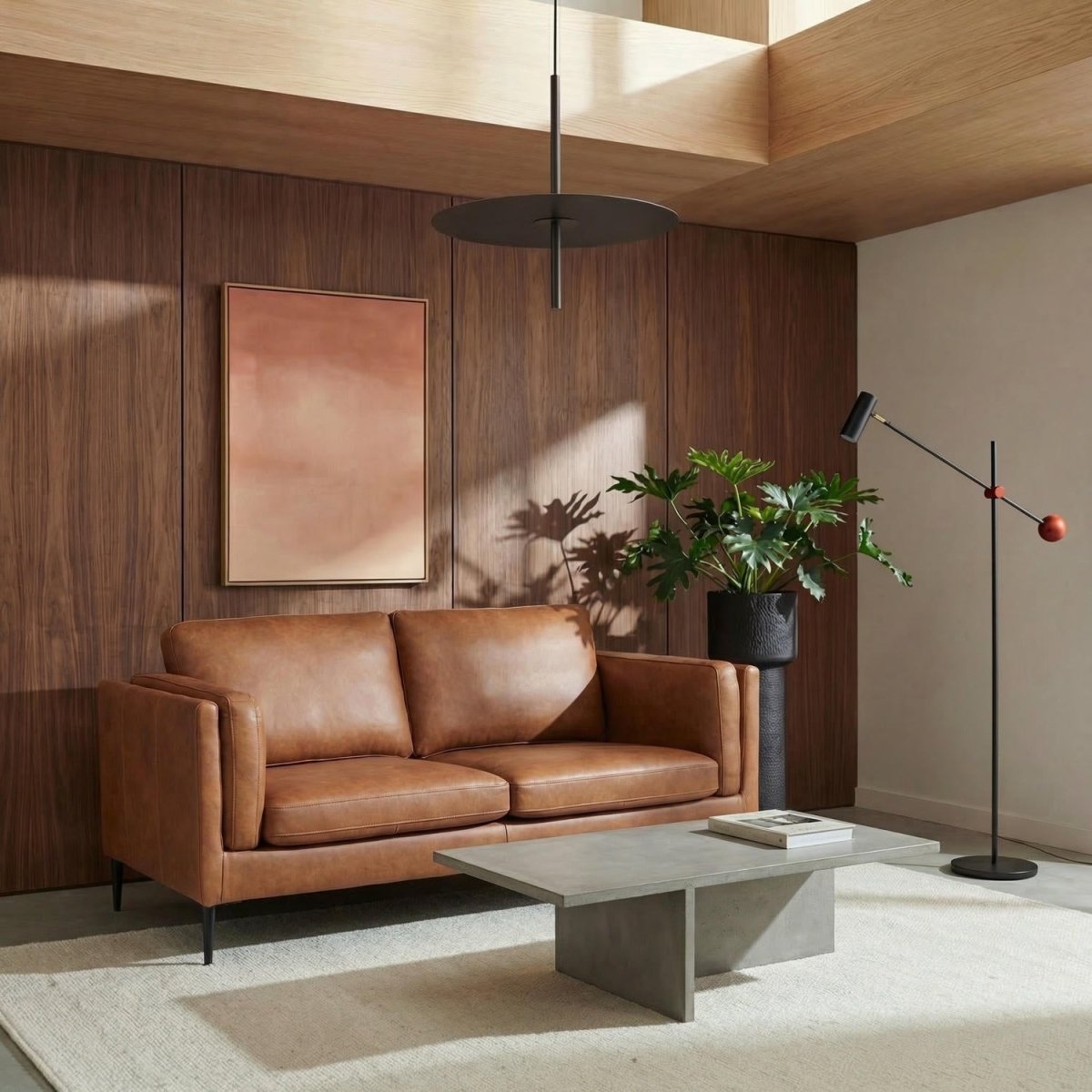 2-Sitzer Ledersofa - Echtleder Cognac Braun