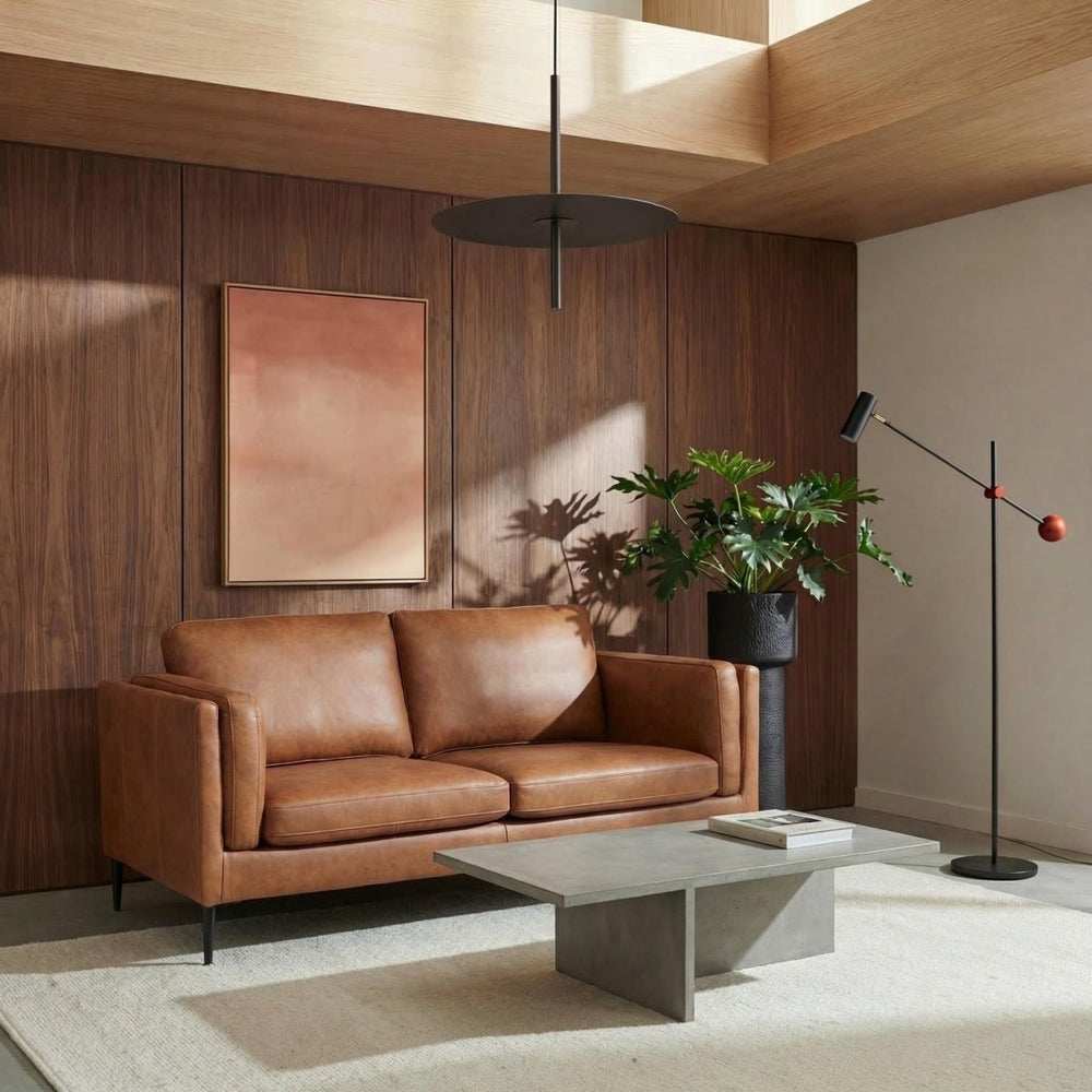 2-Sitzer Ledersofa - Echtleder Cognac Braun