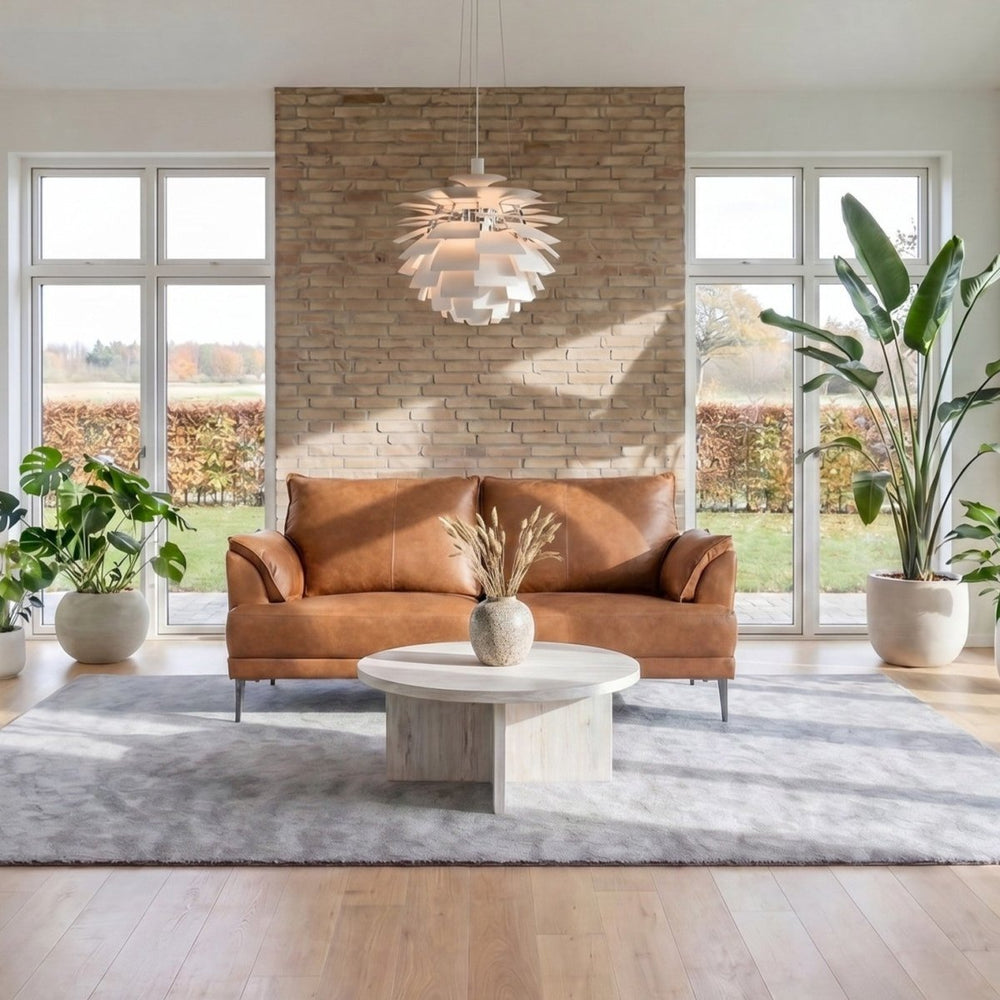 2-Sitzer Ledersofa - Echtleder Cognac Braun
