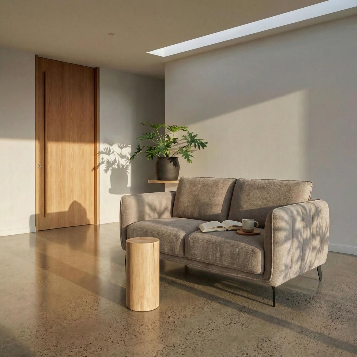 2-Sitzer Sofa - Stoffbezug Beige