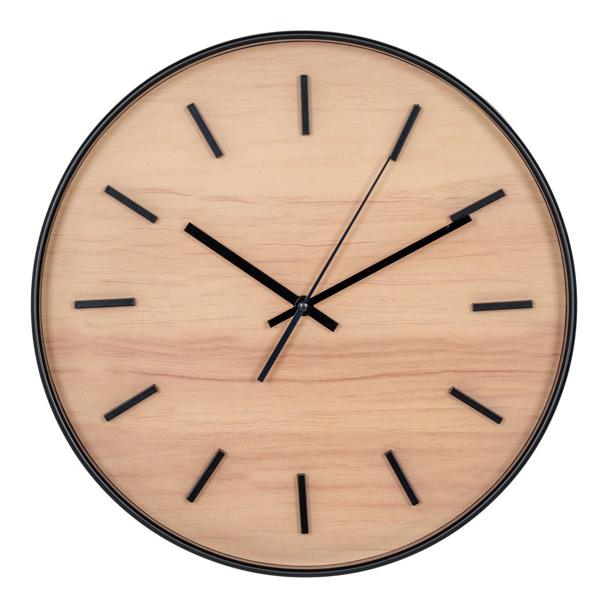 Camden Wanduhr – Schwarz/Natur, Glas, Kunststoff, Ø35 cm