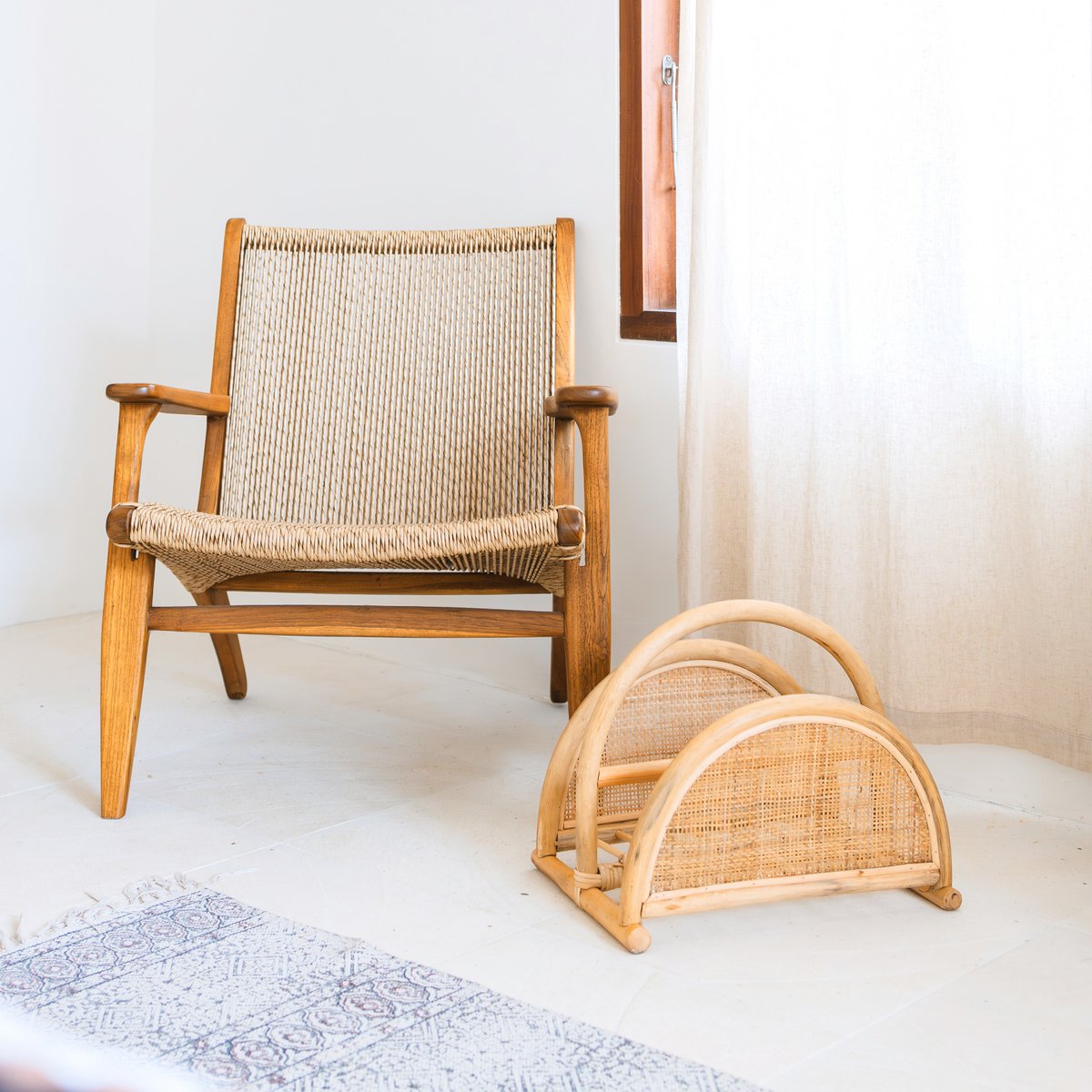 Rattan-Zeitungsständer – Zeitschriftenhalter – Boho-Zeitungskorb – handgefertigter Rattan-Zeitungshalter ALOR