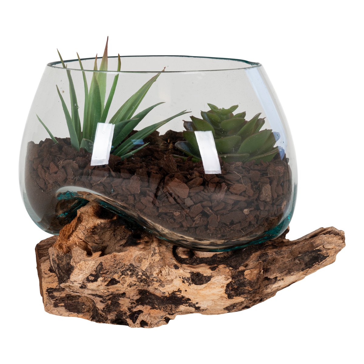 San Marino Waterdrop - Natur, Teakholz/Glas/Stahl, 15x15x15 cm