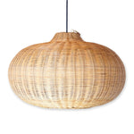 Großer Rattan -Lampenschirm - Runde Boho -Anhänger Licht - handgefertigte Rattan -Hängelampe - Naturfaser gewebter Lampenschirm (Ø 56 cm) Anjani