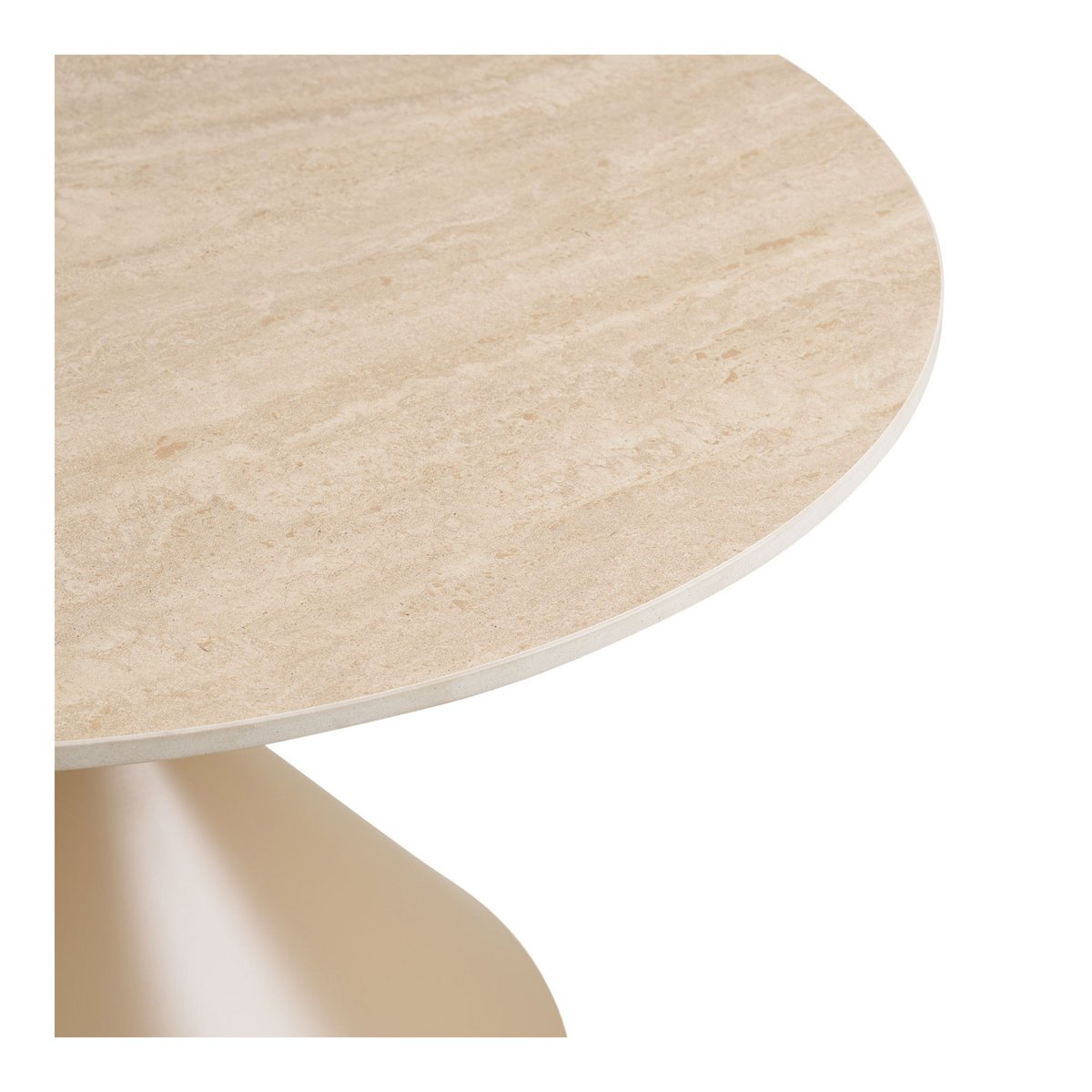 Annecy Couchtisch, Tischplatte aus Keramik/Stahl, Travertin/Sand, ø70x41 cm