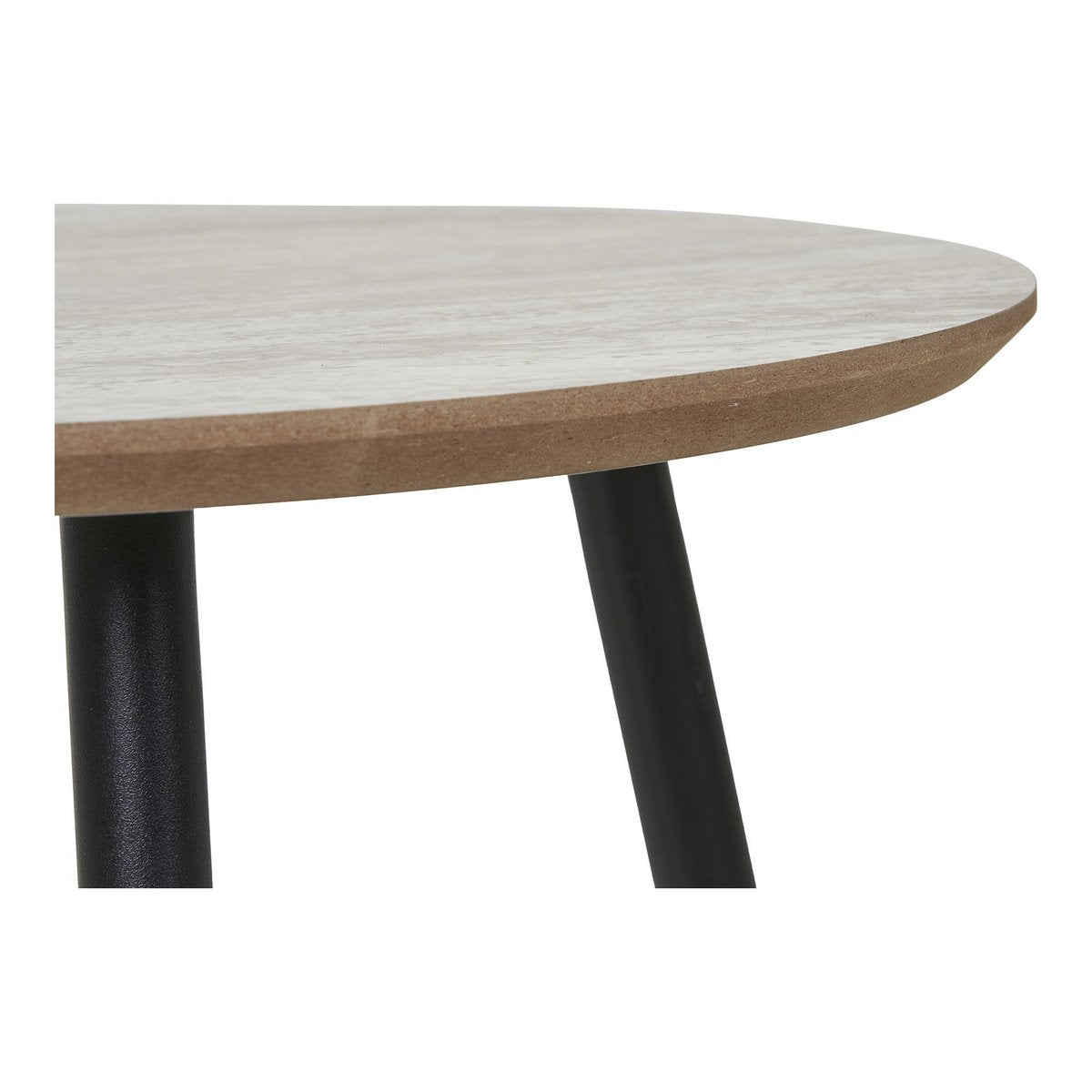 Aalst Beistelltisch - Stahl, MDF, Schwarz, Beige - Ø40x40 cm