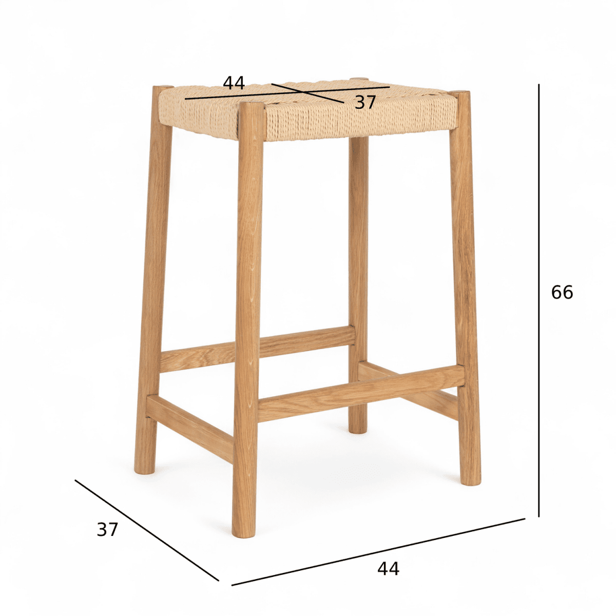 2er Set Barhocker Ida mit Geflechtsitz - Wildeiche