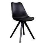 Bergen Esszimmerstuhl – PU-Leder, geformter Kunststoff, Gummibaumholz, Schwarz – 2er-Set