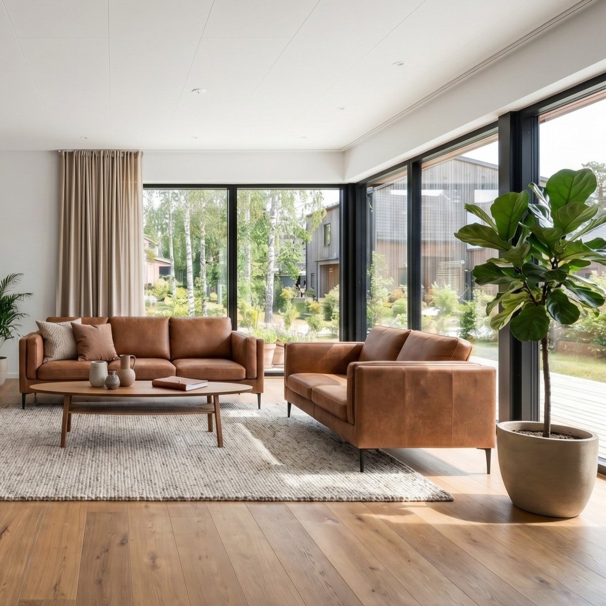 3-Sitzer Ledersofa - Echtleder Cognac Braun