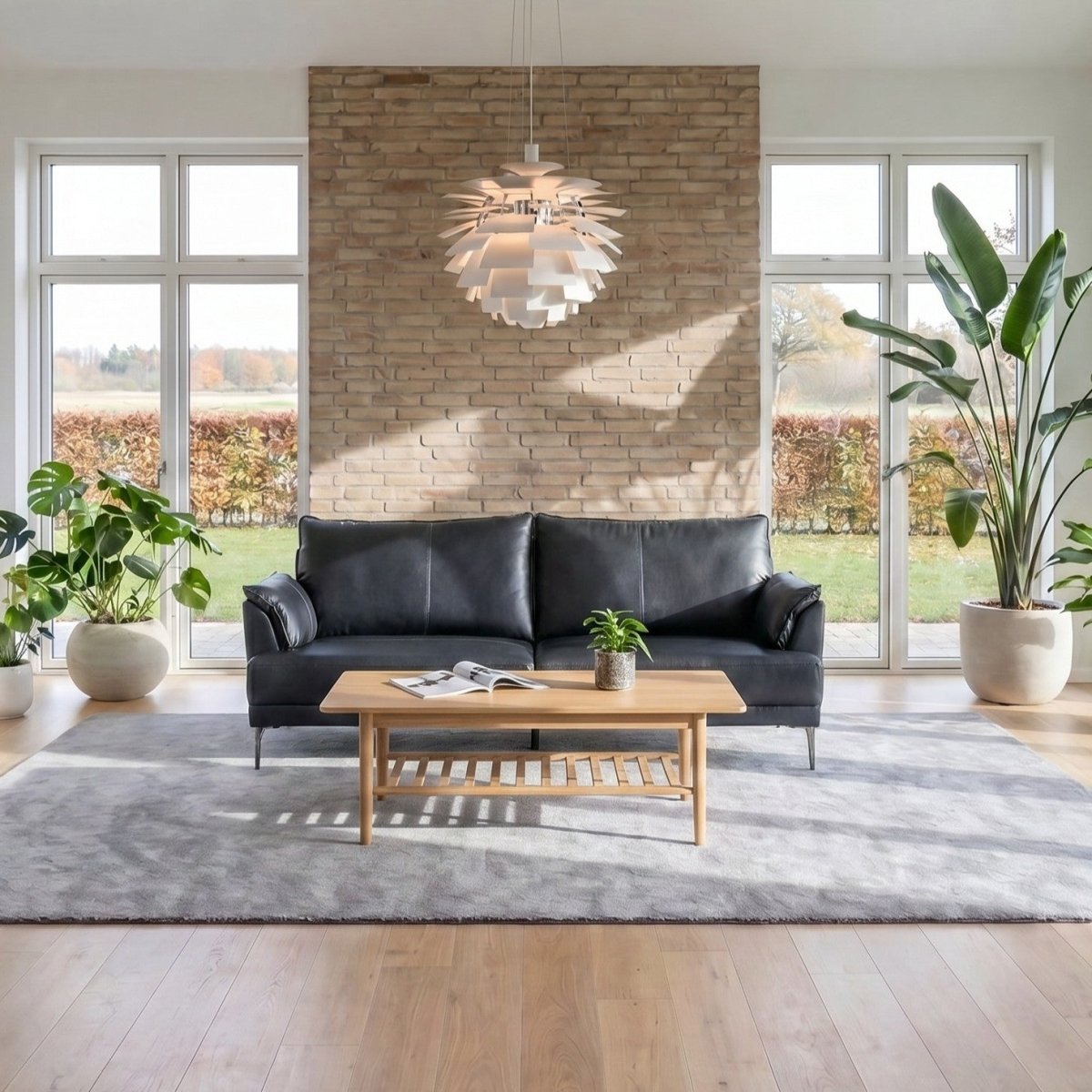 3-Sitzer Ledersofa - Echtleder Schwarz