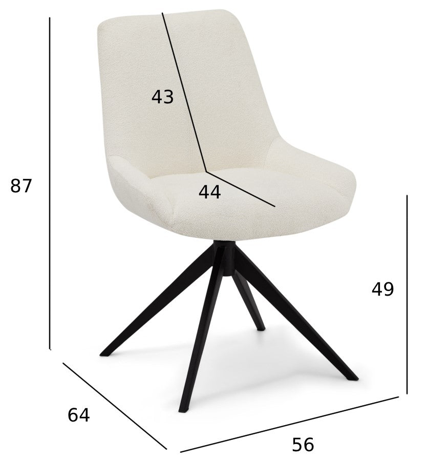 6er Set Esszimmerstühle Helena - Drehbar - Cremeweiß