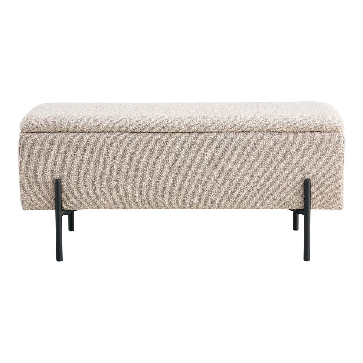 Watford Bank – Beige, Bouclé, mit Stauraum 95 x 36,5 x 43 cm