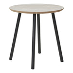 Aalst Beistelltisch - Stahl, MDF, Schwarz, Beige - Ø40x40 cm