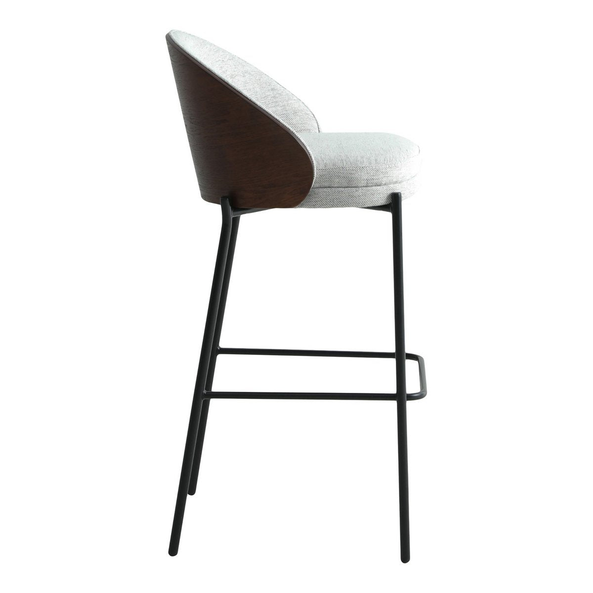 Canelas Barstuhl – Hellgrau/Dunkelbraun, MDF/Polyester/Stahl – 2er-Set