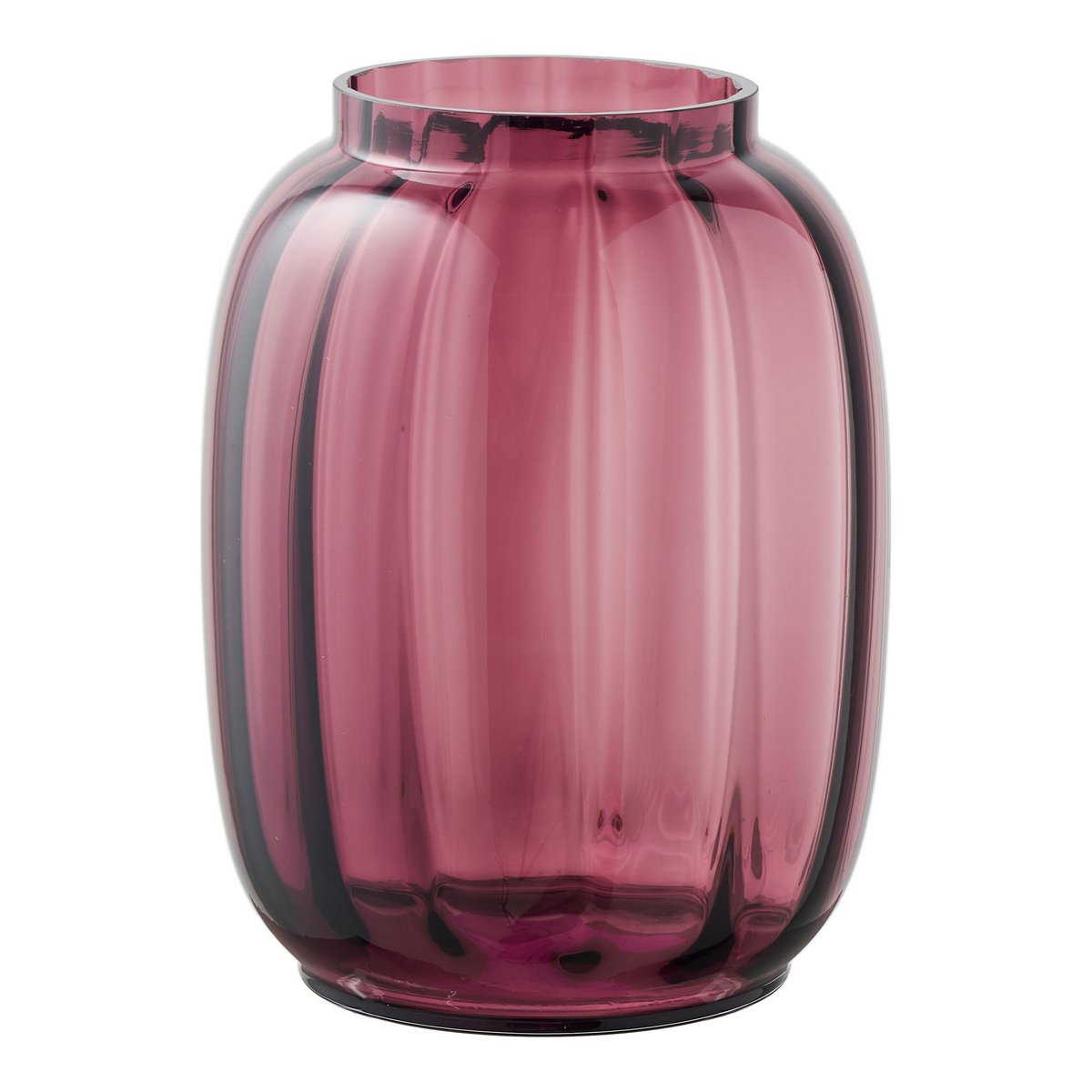 Vase, mundgeblasenes Glas, rauchrot, ø17x21 cm