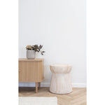 Bonn Side Table - Natural, Fiberclay mit Groove -Design, Ø37x43 cm