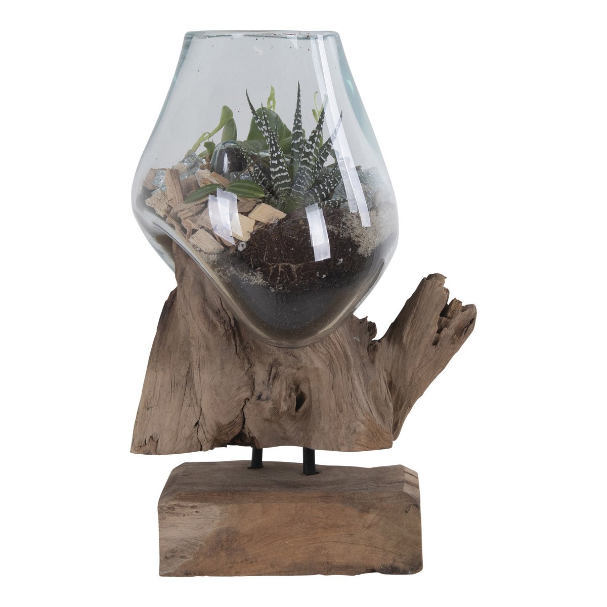 San Marino Waterdrop - Natur, Teakholz/Glas/Stahl, 18x15x25 cm
