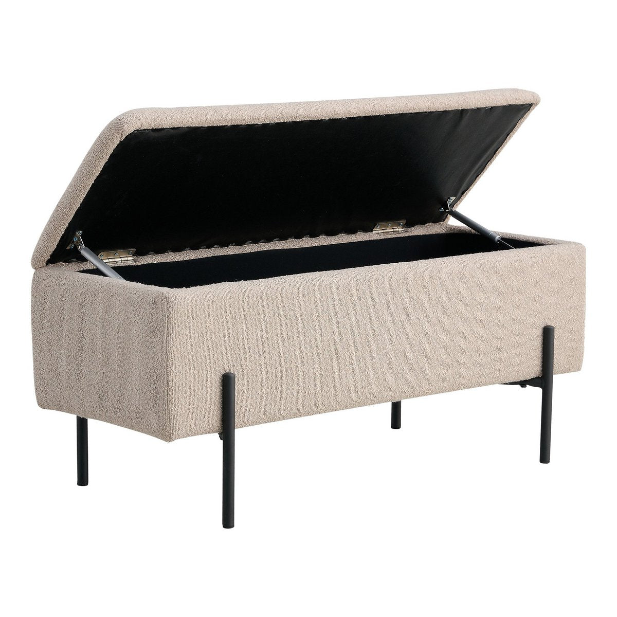 Watford Bank – Beige, Bouclé, mit Stauraum 95 x 36,5 x 43 cm