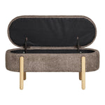 Branca Bank – Braun/Natur, Polyester/Schaum/Sperrholz, 98 x 41 x 48 cm