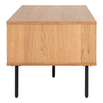 Kyoto Couchtisch – Couchtisch, Eichenfurnier, schwarze Metallbeine, 2 Schubladen, 50 x 100 x 45 cm