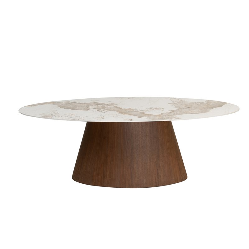 Ellipse Esstisch aus Keramik und Marmor