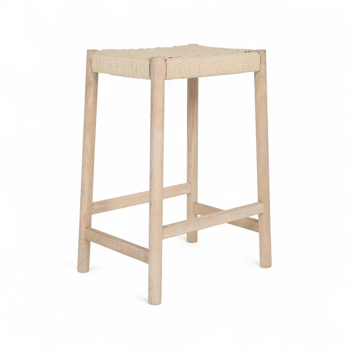 3er Set Barhocker Ida mit Geflechtsitz - Eiche bianco