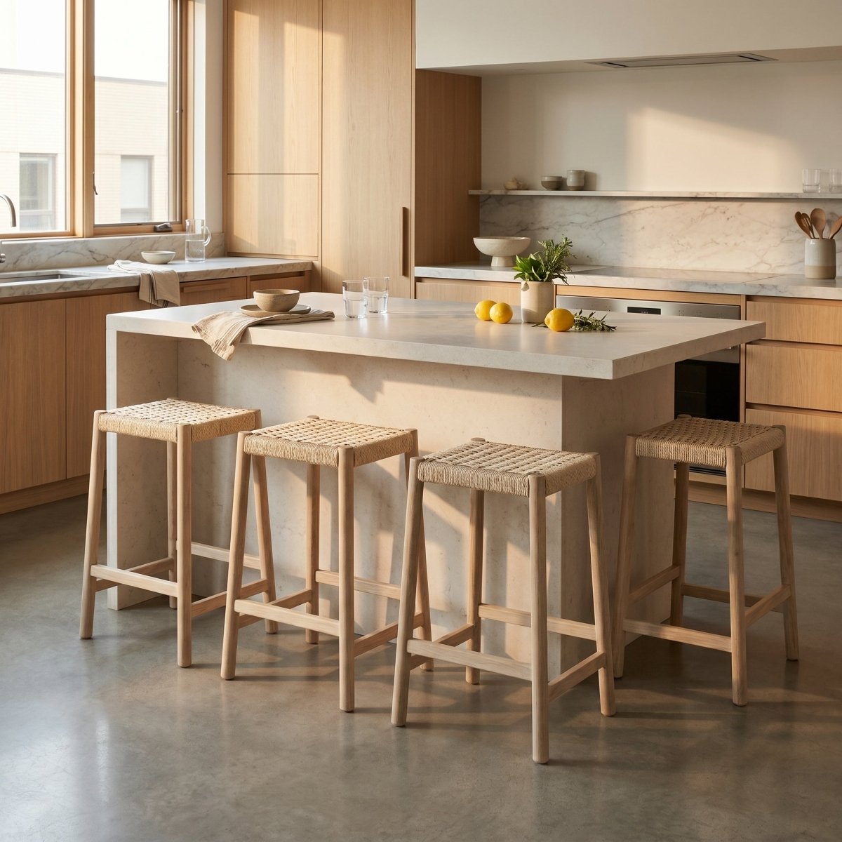 Barhocker Ida mit Geflechtsitz - Eiche bianco