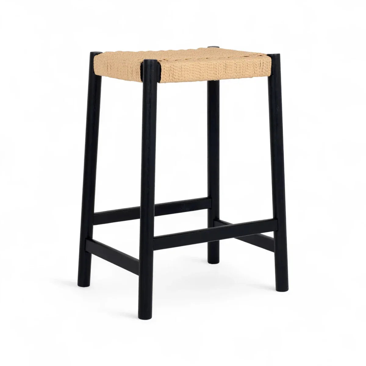 3er Set Barhocker Ida mit Geflechtsitz - Schwarz