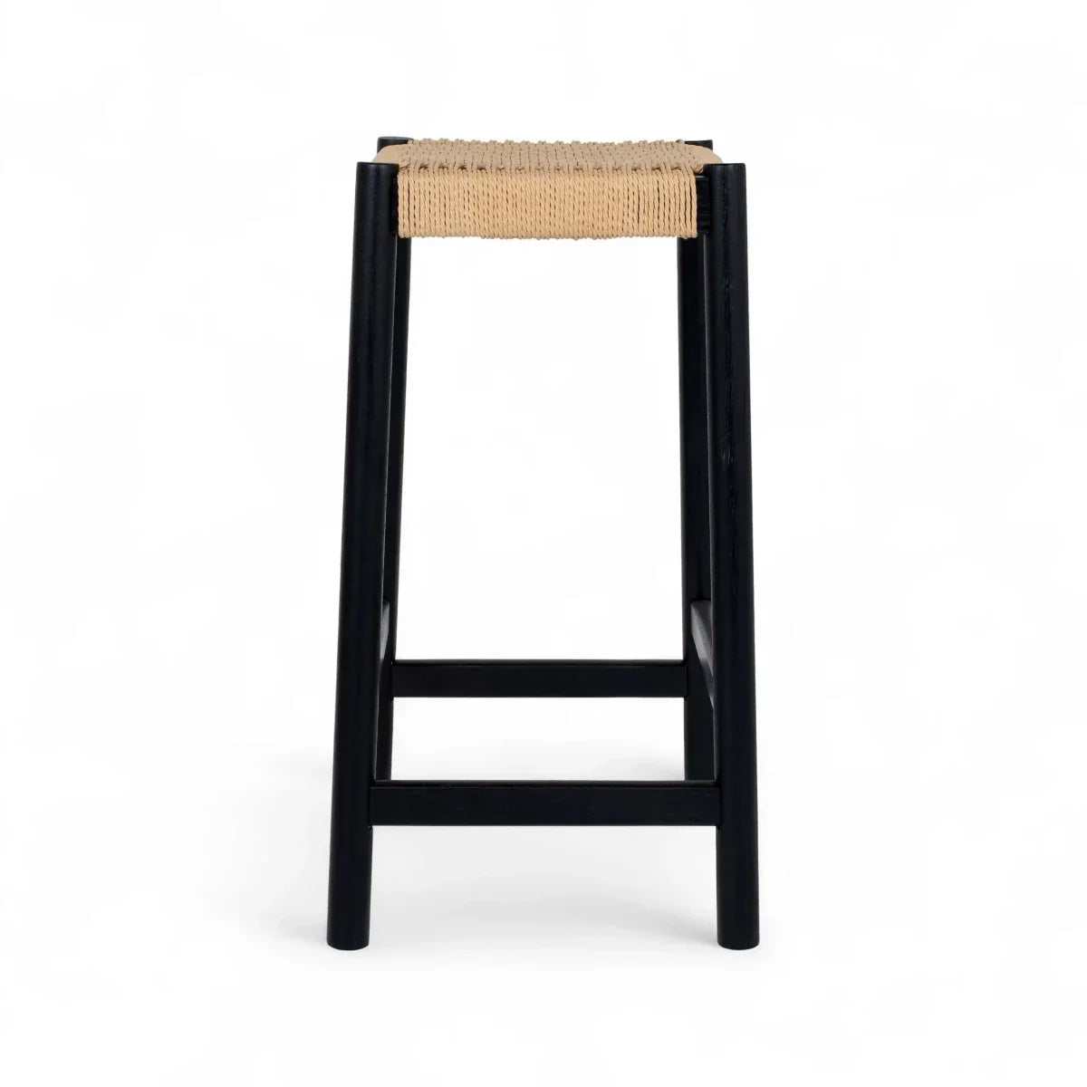 2er Set Barhocker Ida mit Geflechtsitz - Schwarz