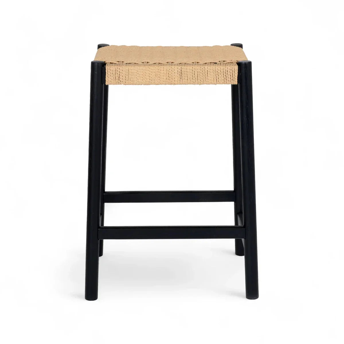 2er Set Barhocker Ida mit Geflechtsitz - Schwarz