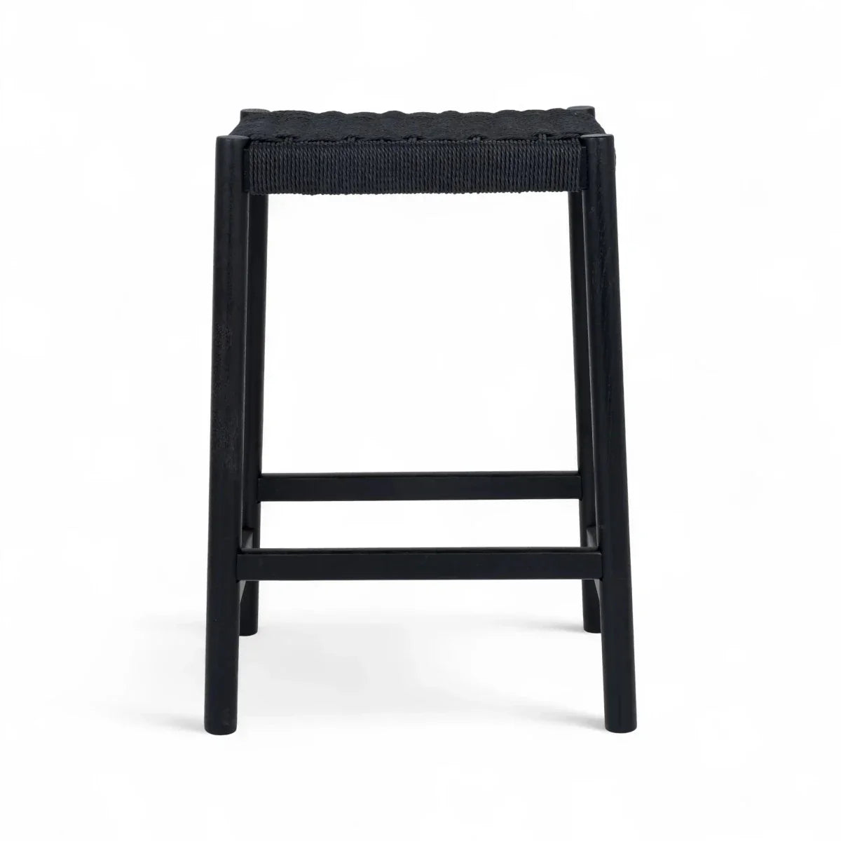 Barhocker Ida mit Geflechtsitz - Schwarz/Schwarz