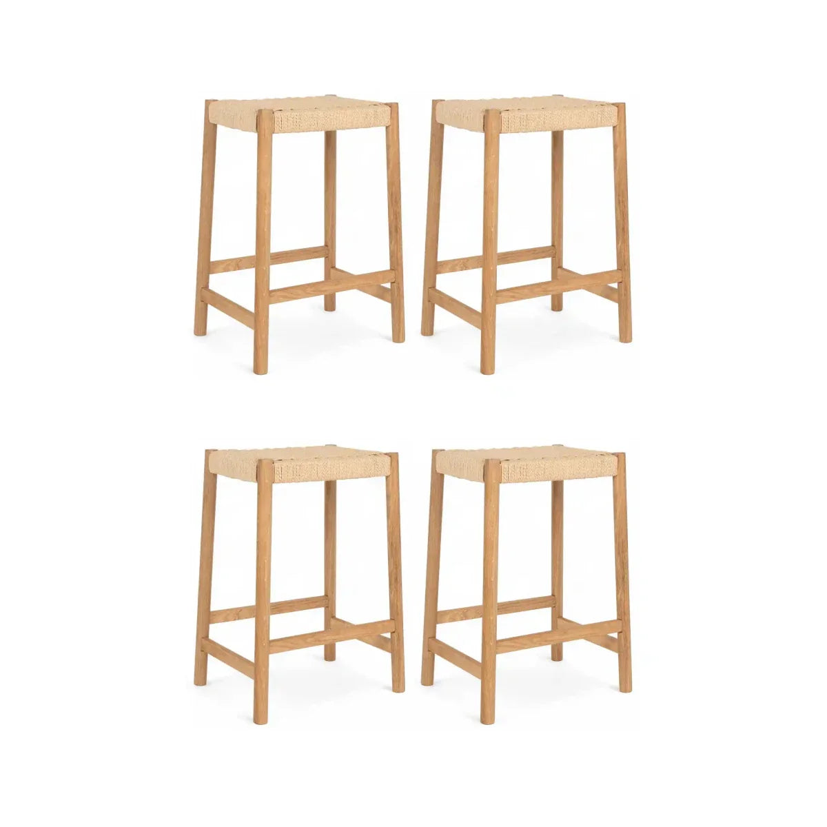 4er Set Barhocker Ida mit Geflechtsitz - Wildeiche
