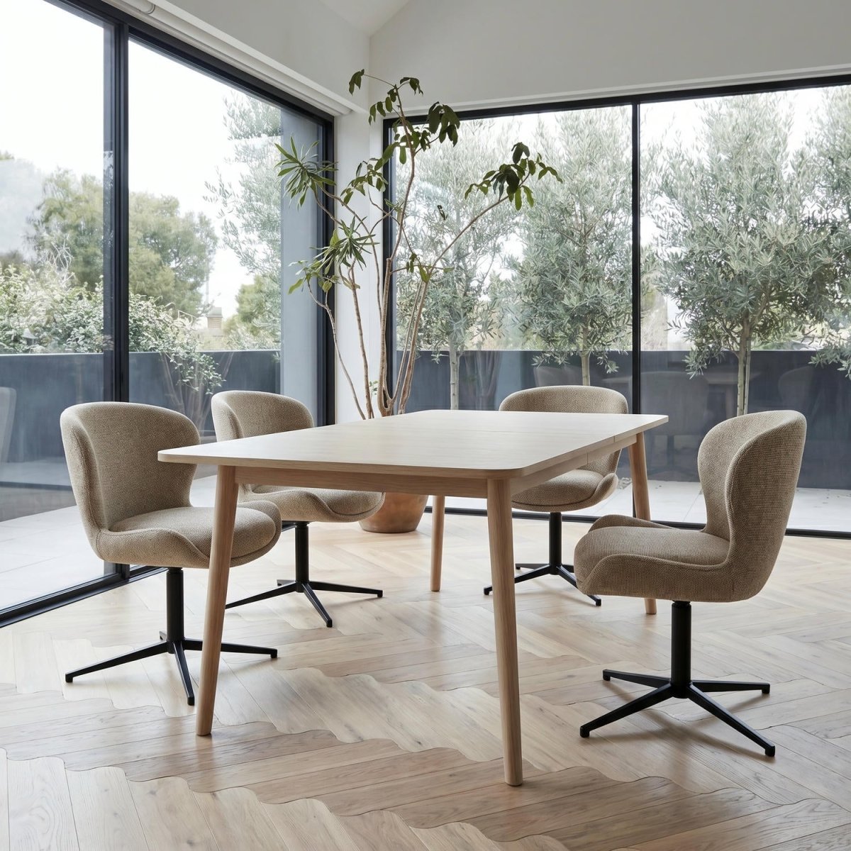 2er Set Esszimmerstühle - Drehbar - Beige