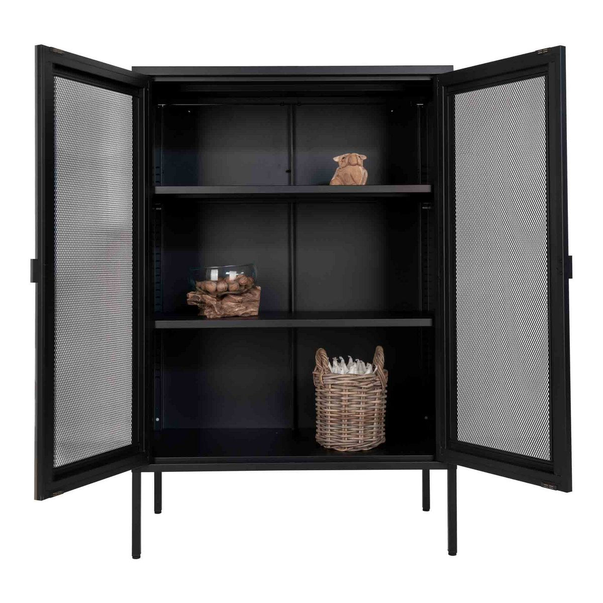 Melbourne Vitrine – Stahl, Schwarz – 80 x 40 x 120 cm