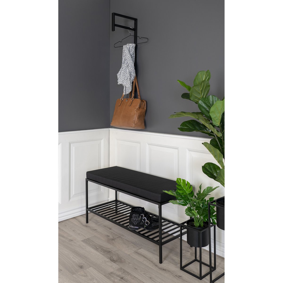 Vita Bank – schwarz, Stahl, 100 x 36 x 48,5 cm