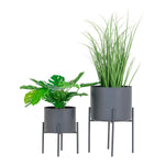 Pavia Blumentöpfe – Grau, Stahl – 2er-Set